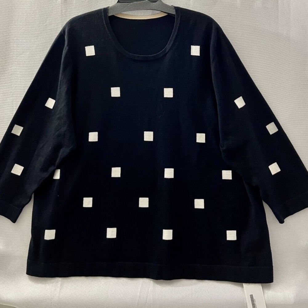 Women's Fashion International Black Geometric pattern soft sweater, Size XL